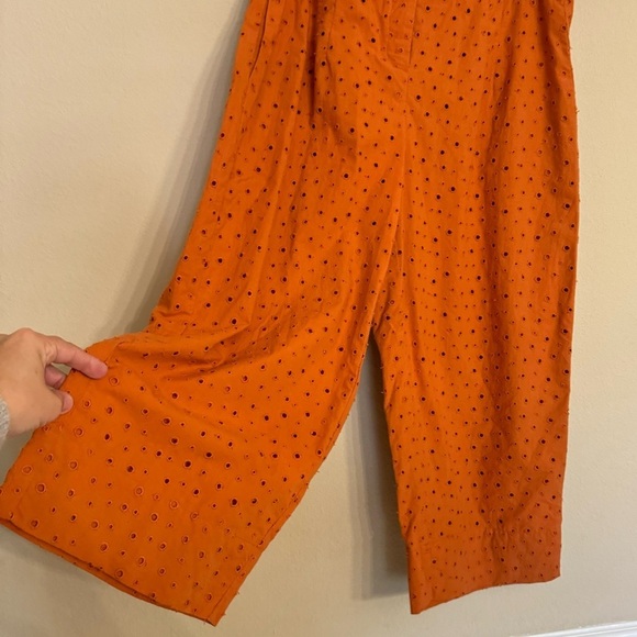 2 Piece Anthropologie Where Mountains Meet Eyelet Embroidered Orange Pants Top - Picture 10 of 16